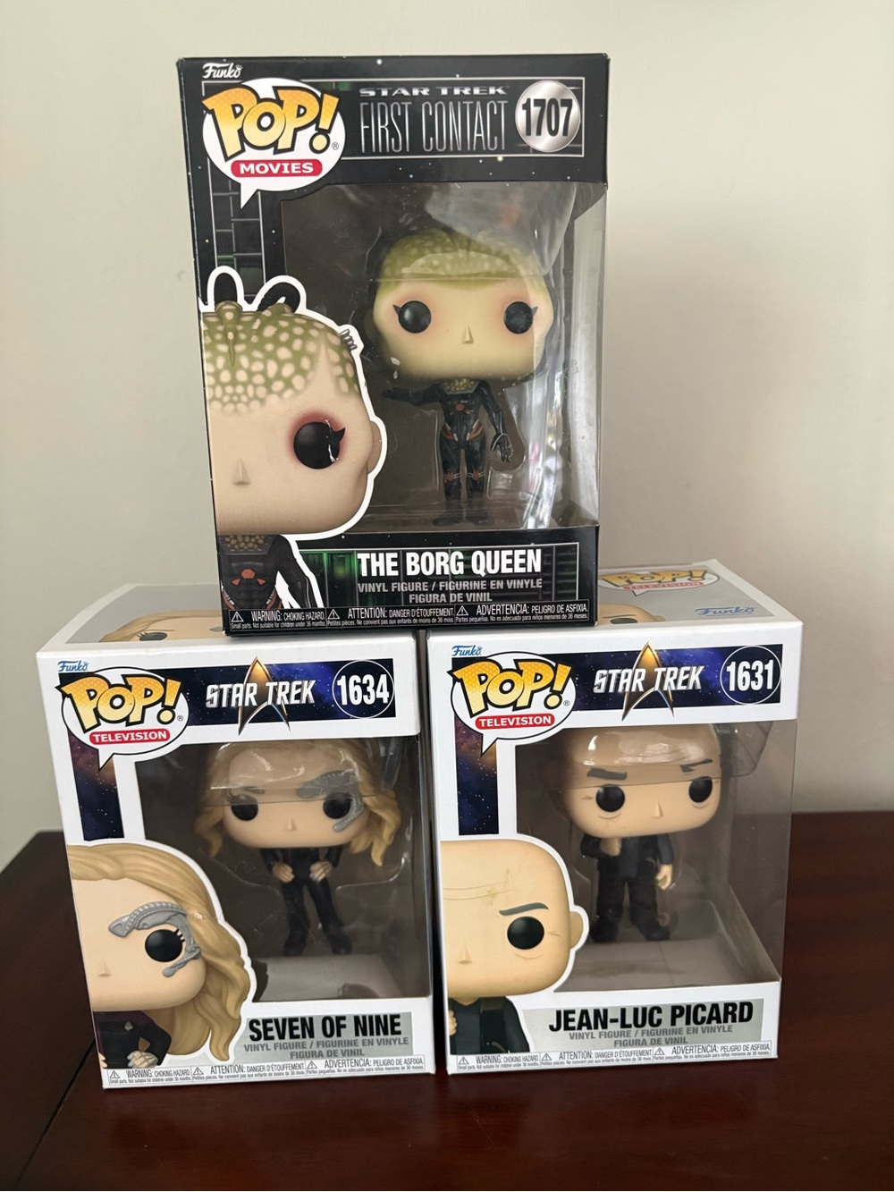 Funko Pop Star Trek Lot Of 3 NIB Seven Of Nine, The Borg Queen, Jean-Luc Picard